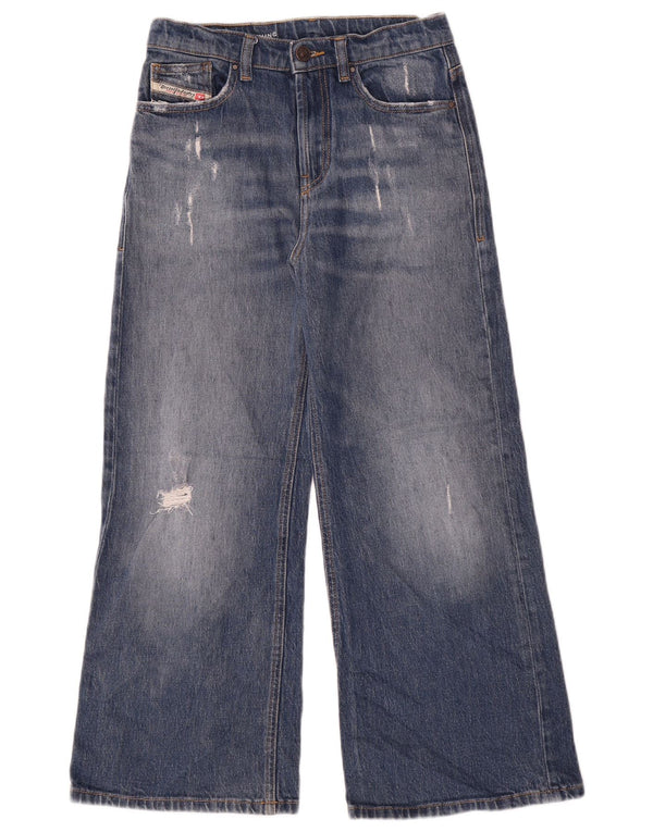 Jeans à jambe large en détresse pour garçons Diesel 9-10 ans W26 L24 coton bleu