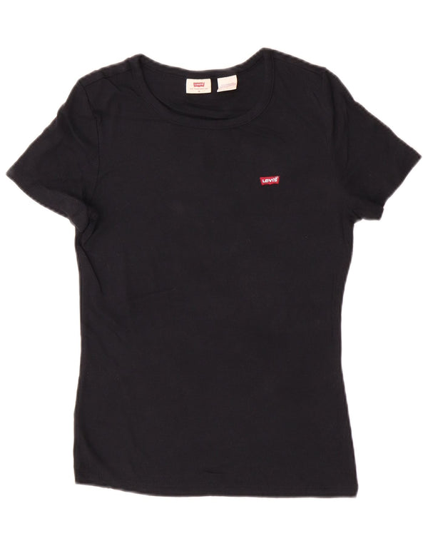 Levi's Damen T-Shirt Top UK 12 Medium Schwarz Baumwolle