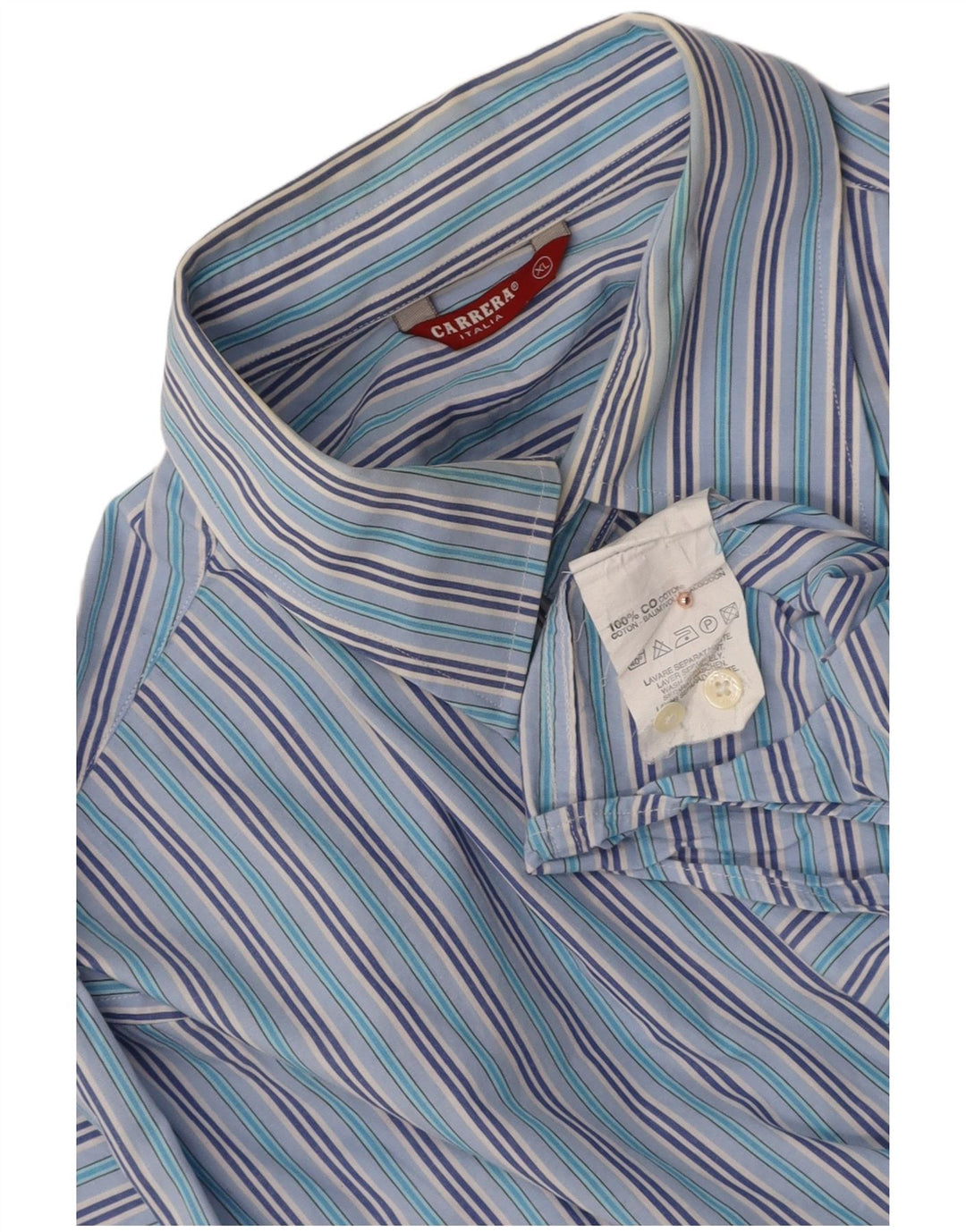 CARRERA Mens Shirt XL Blue Striped Cotton