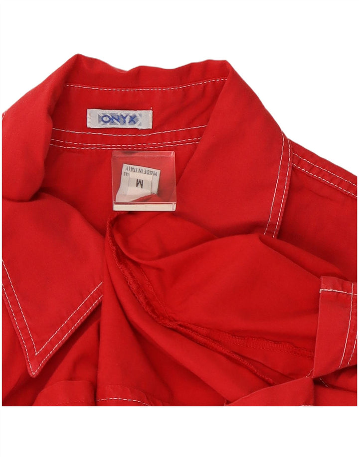Onyx Womens Short Sleeve Shirt UK 12 Medium Red Cotton