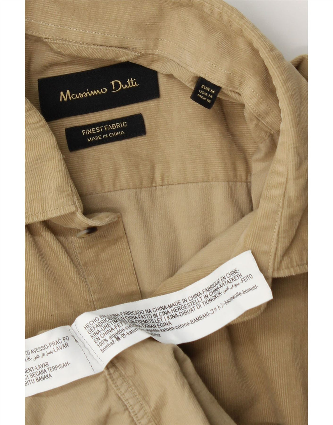 Massimo Dutti Mens Corduroy Shirt Medium Beige Cotton