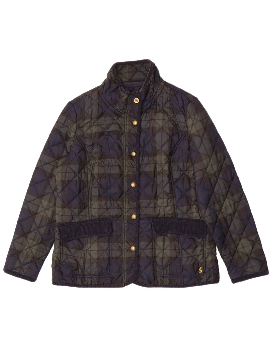 Joules Womens Quilted Jacket UK 18 XL Navy Blue Check Polyester