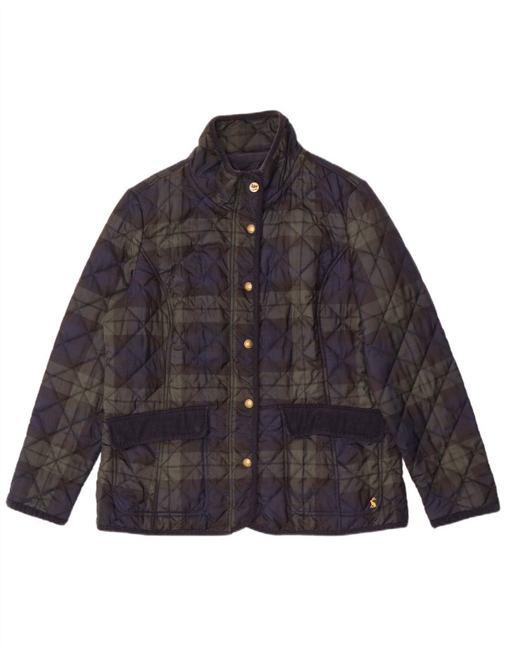 Joules Womens Quilted Jacket UK 18 XL Navy Blue Check Polyester