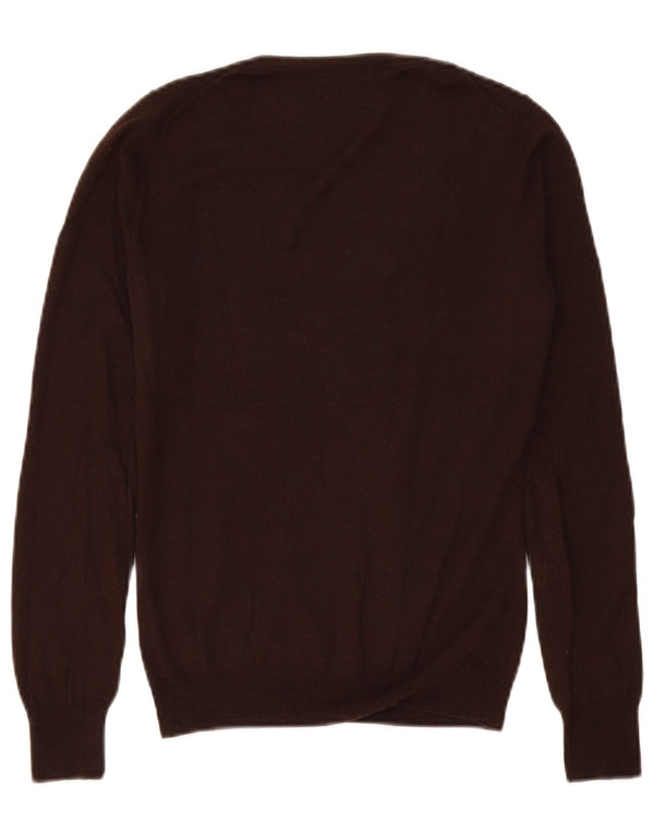 Massimo Dutti Damen-Pullover mit V-Ausschnitt, Gr. 10, kleine braune Seide