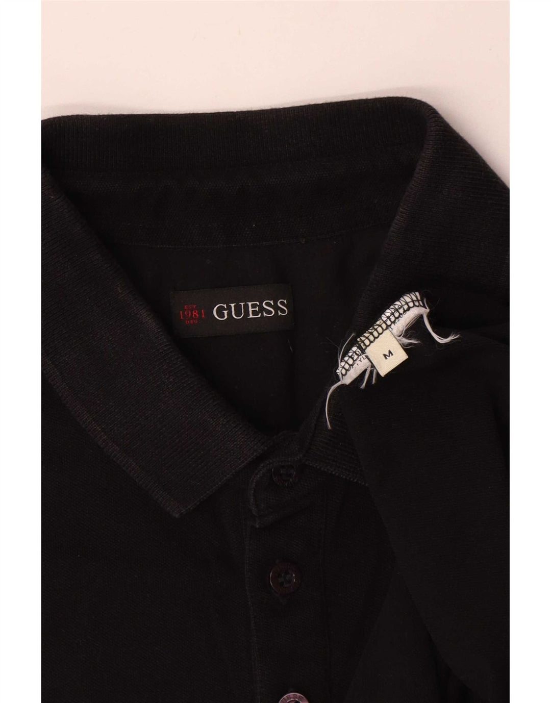 Guess Mens Polo Shirt Medium Black Cotton