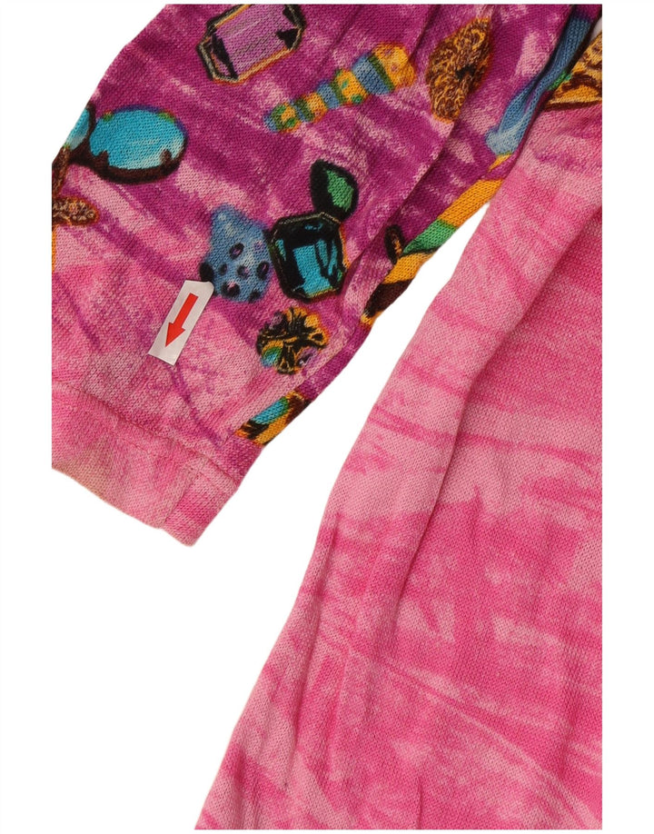 Damski sweter rozpinany Le Bambole z abstrakcyjnym wzorem, długi kardigan IT 48 XL, różowy