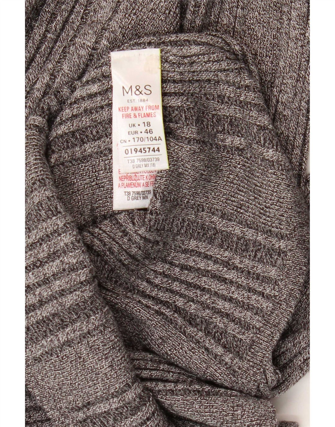 Marks & Spencer Dame Top Langærmet UK 18 XL Grå Viscose