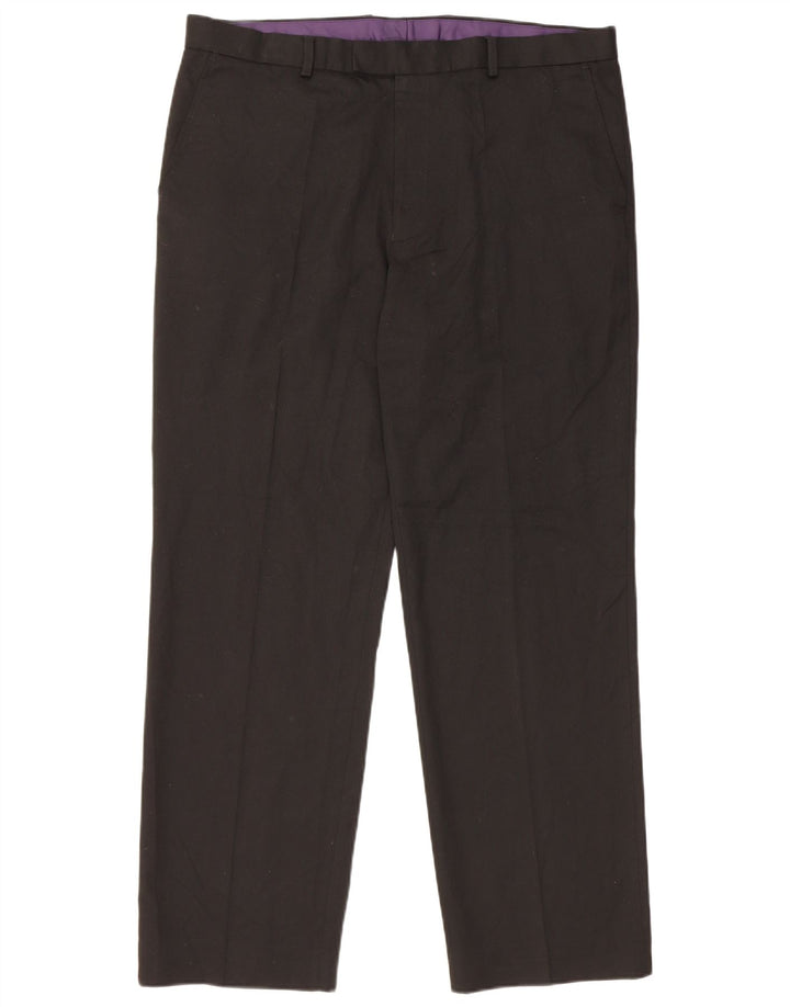 Marks & Spencer Mens Regular Fit Suit Trousers W38 L31 Black Polyester