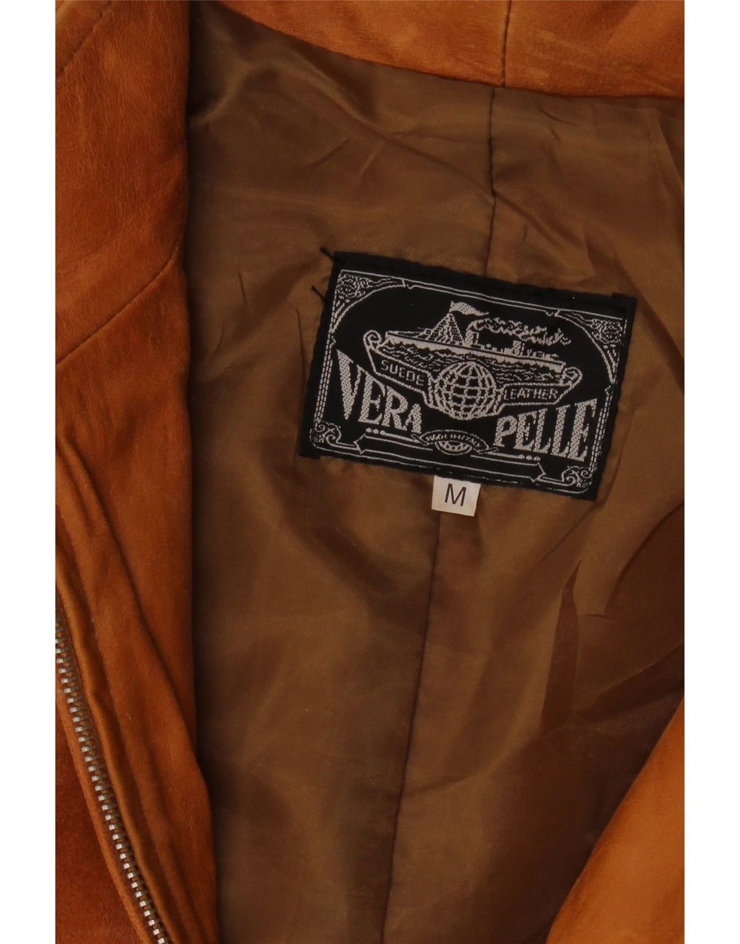 VINTAGE Womens Leather Jacket UK 12 Medium Brown Leather