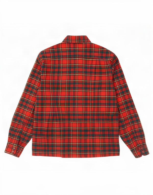 Vintage Mens Flannel Shirt Large Red Plaid