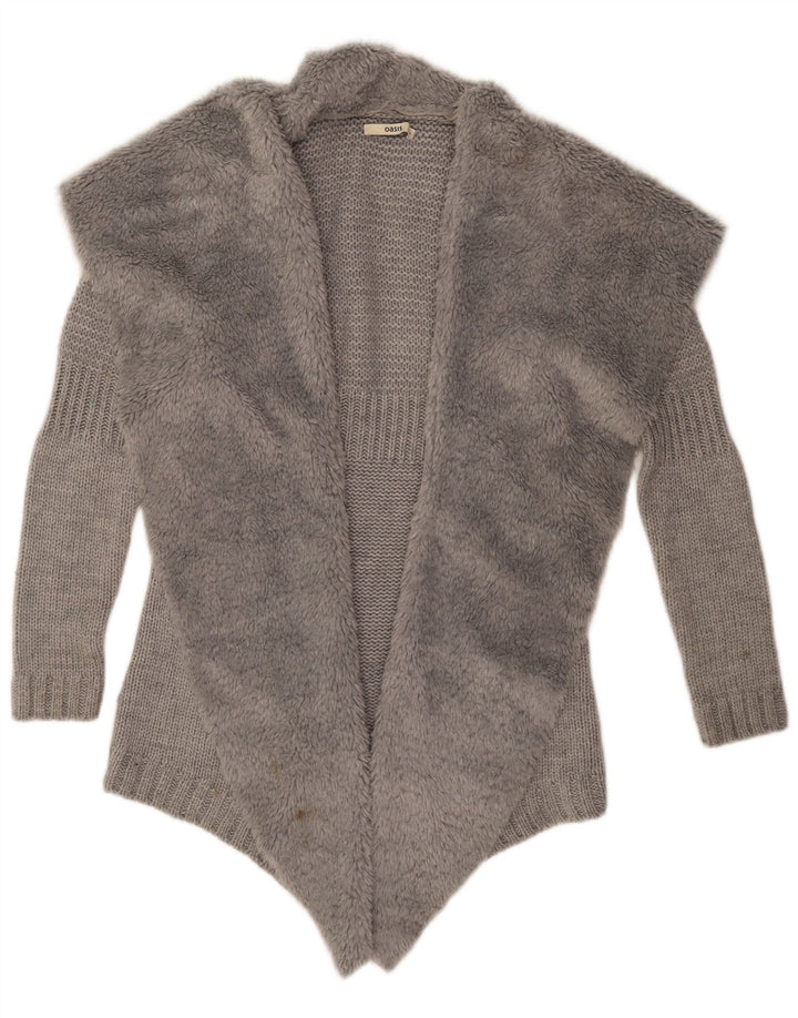 Oasis Womens Open Cardigan Sweater UK 10 Small Grey Acrylic