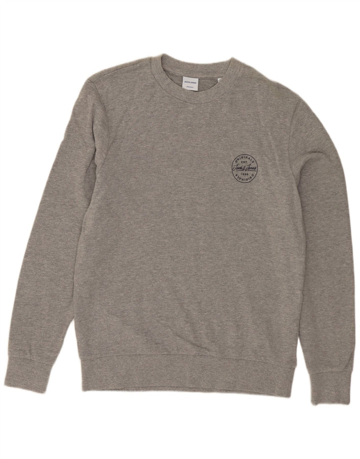 Jack & Jones Mens Sweatshirt Jumper Medium Grey Flecked Cotton