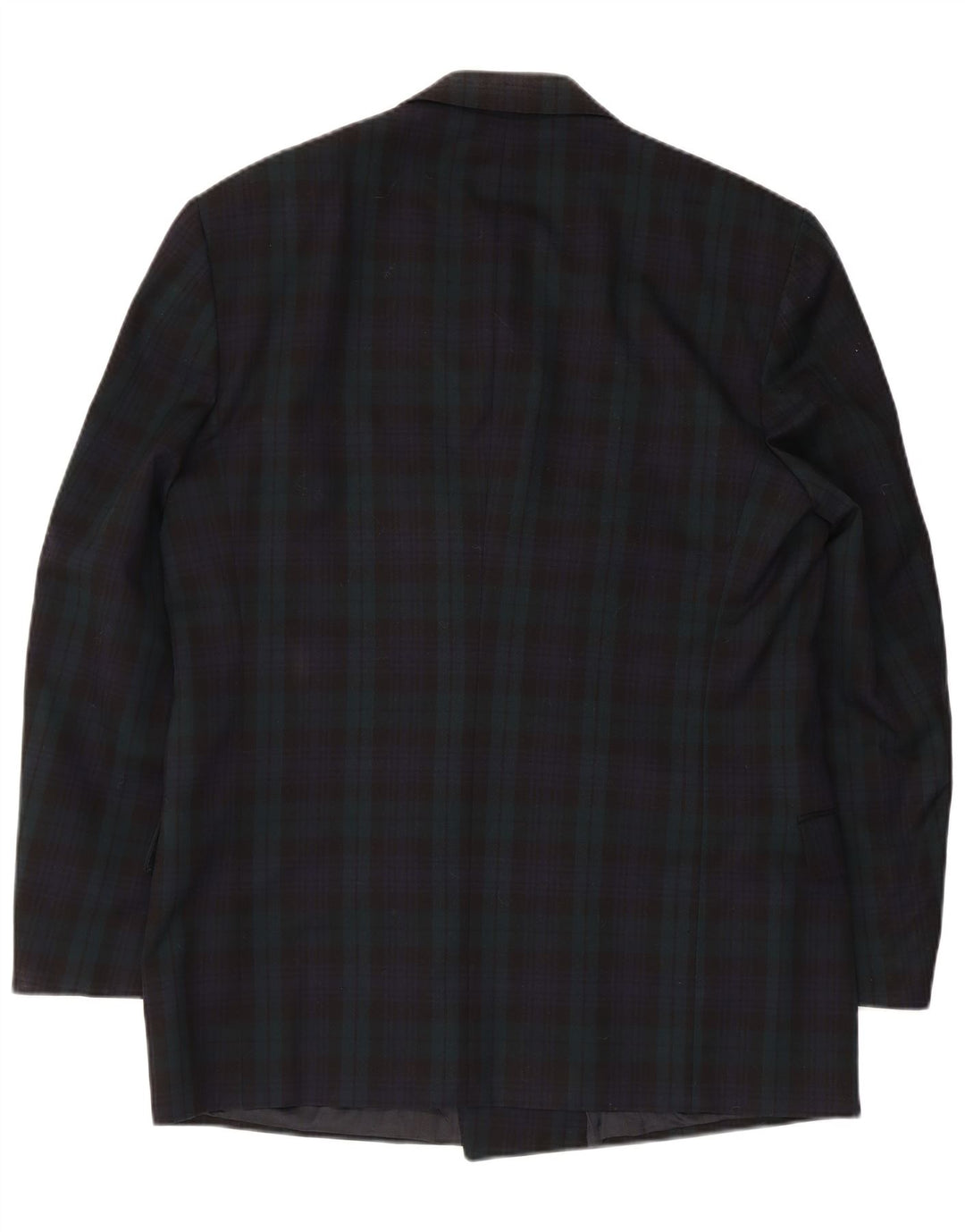 Jaeger Mens Double Breasted Blazer Jacket IT 52 XL Navy Blue Check Wool