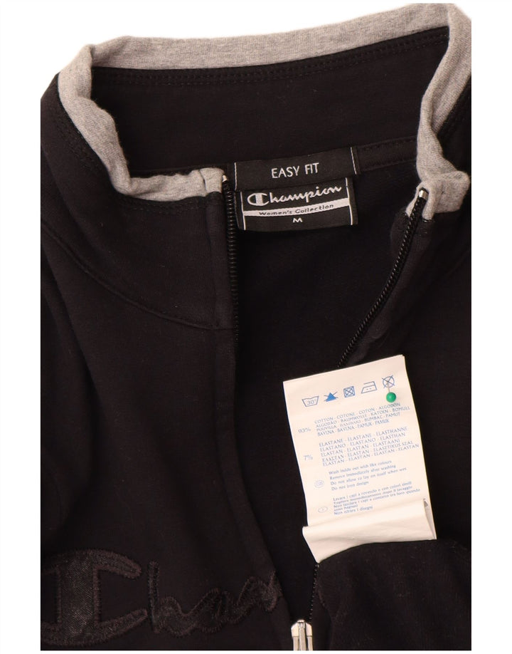 Champion Womens Easy Fit Graphic Tracksuit Top Jacket UK 14 Medium Black