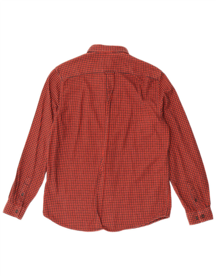 Ben Sherman Mens Flannel Shirt Large Red Houndstooth Cotton