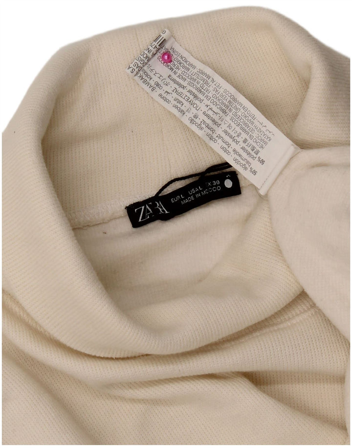 Zara Womens Top Long Sleeve UK 16 Large White Cotton