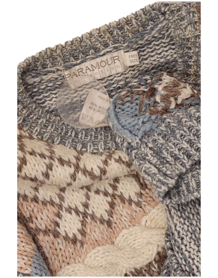 PARAMOUR Cardigantrøje til kvinder One Size Blue Patchwork Ramie