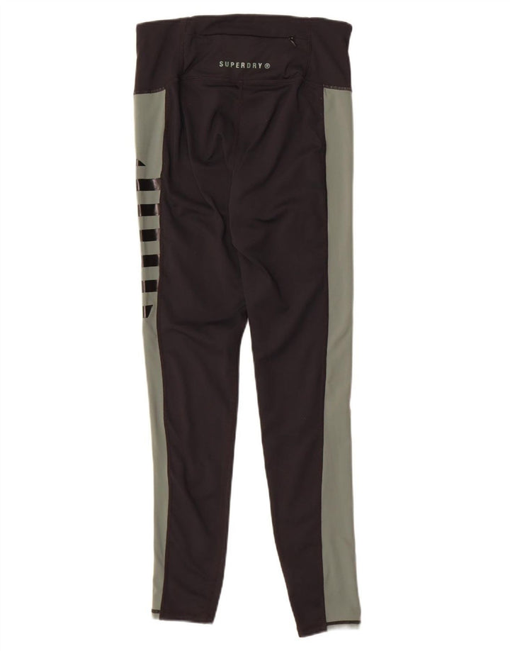 SUPERDRY Womens Leggings UK 12 Medium  Black Colourblock Polyester