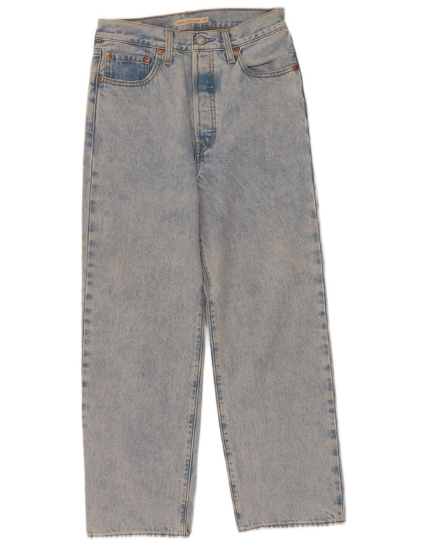 Levi's Womens Ribcage High Waist Acid Wash Straight Jeans W27 L26 Blue