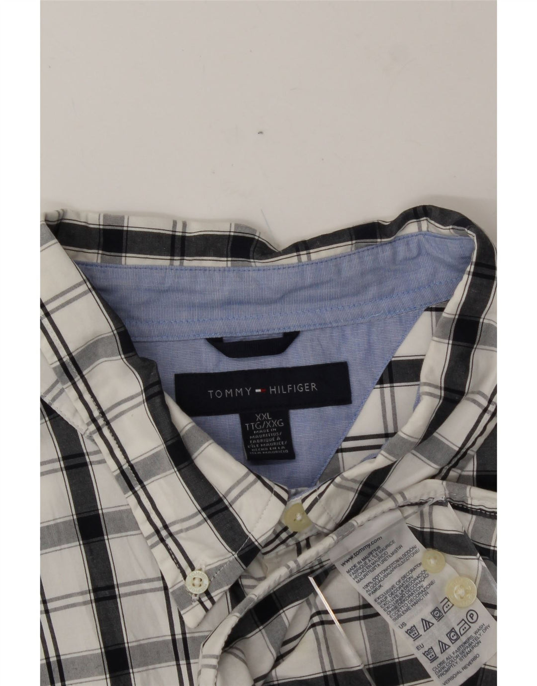 TOMMY HILFIGER Mens Shirt 2XL White Check Cotton Vintage Tommy Hilfiger and Second-Hand Tommy Hilfiger from Messina Hembry 