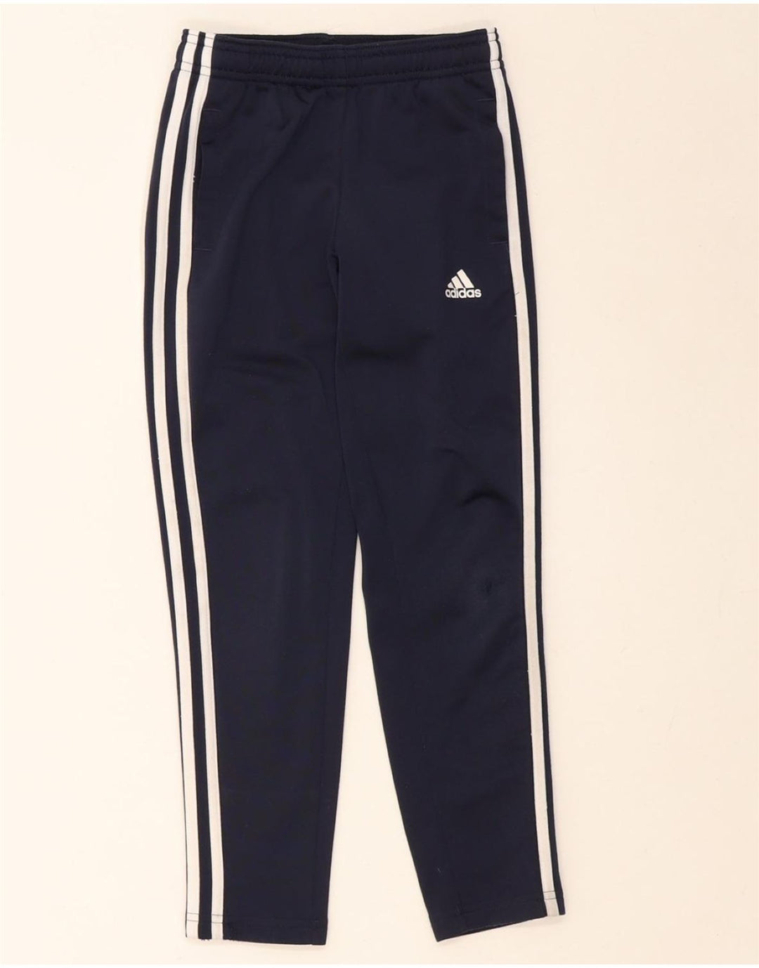 ADIDAS Boys Tracksuit Trousers 7-8 Years Navy Blue Polyester