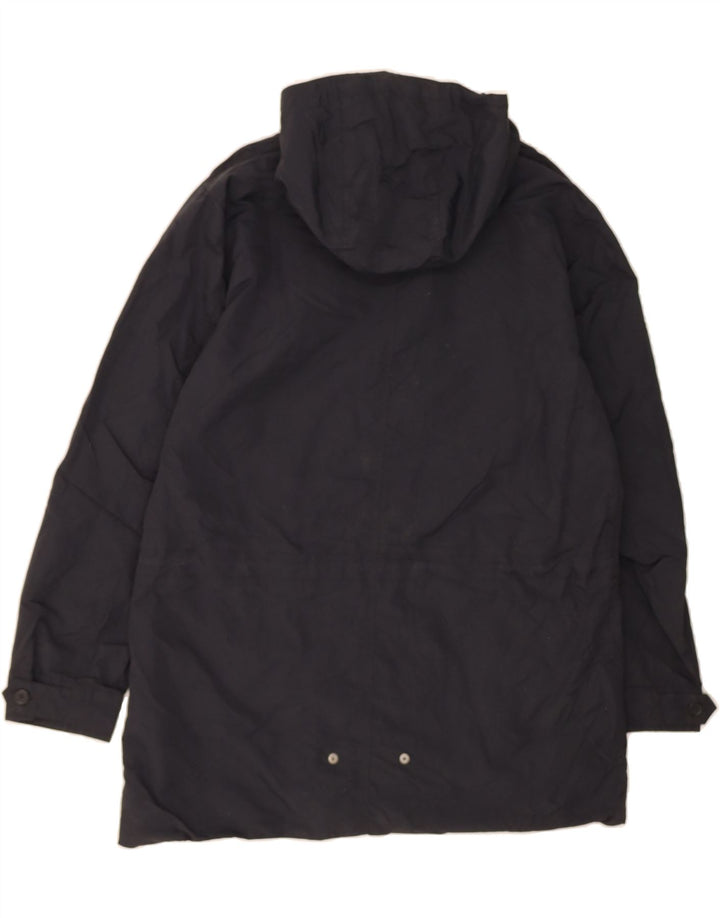 LEVI'S Mens Hooded Overcoat UK 38 Medium Black Polyester Vintage Levi's and Second-Hand Levi's from Messina Hembry 