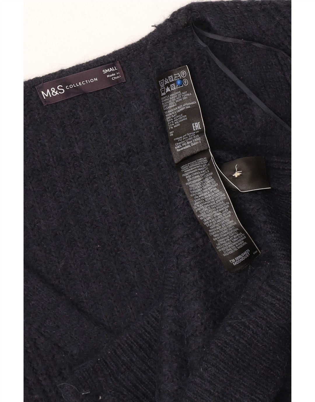 Marks & Spencer Womens Oversized Cardigan Sweater UK 10 Small Navy Blue