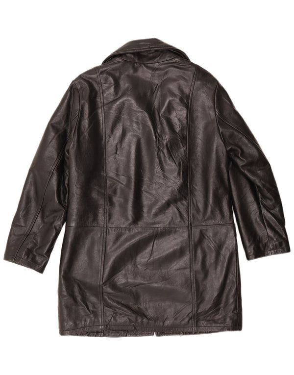 Vintage Damen Ledermantel IT 44 Medium Schwarz