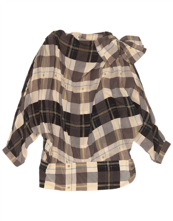 Vintage Womens Oversized Blouse Top IT 42 Medium Multicoloured Check Silk