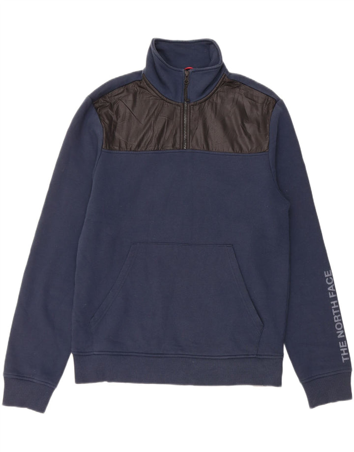 THE NORTH FACE Mens Graphic Sweatshirt Jumper Medium Navy Blue Colourblock