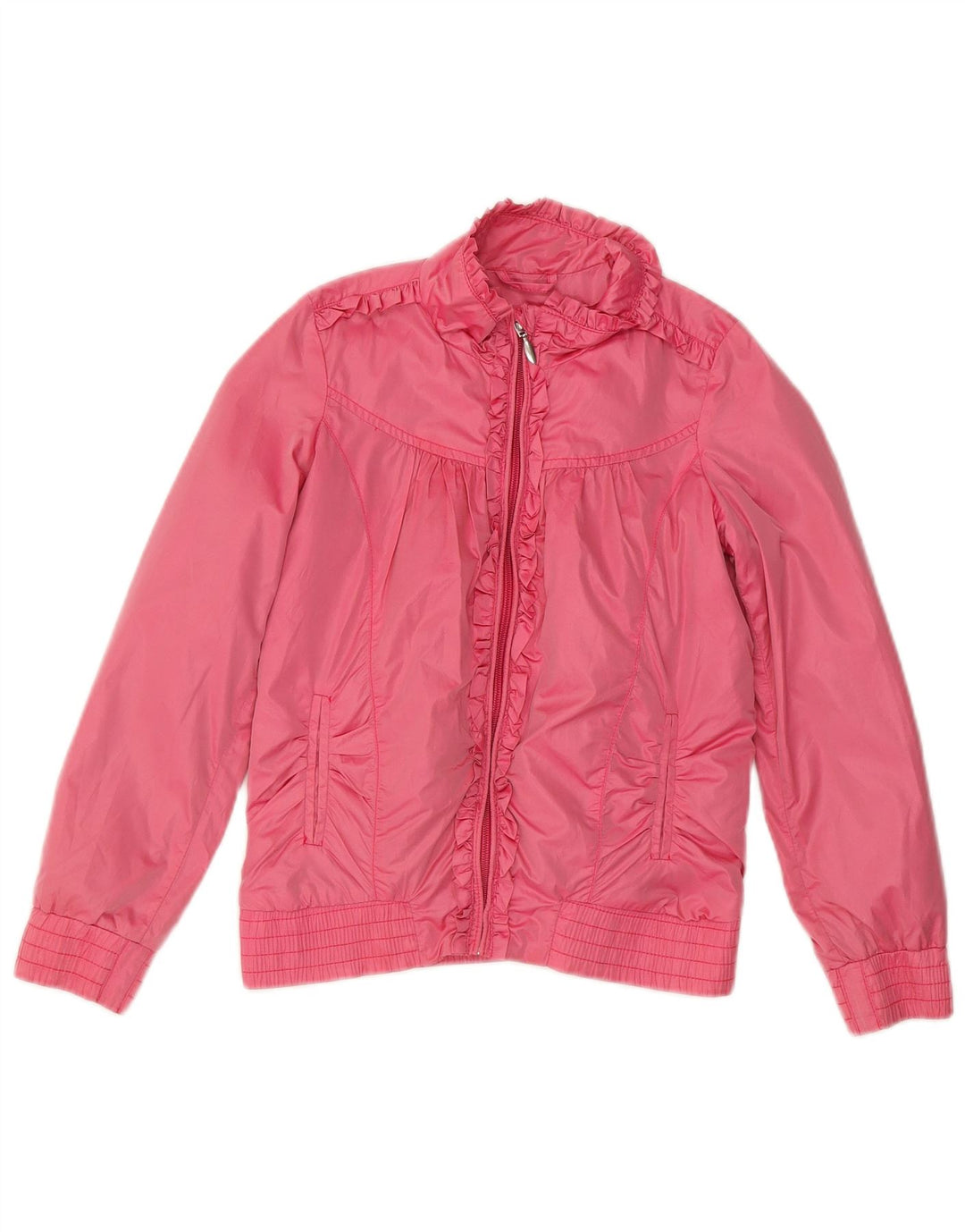 BENETTON Girls Bomber Jacket 8-9 Years Large  Pink Nylon