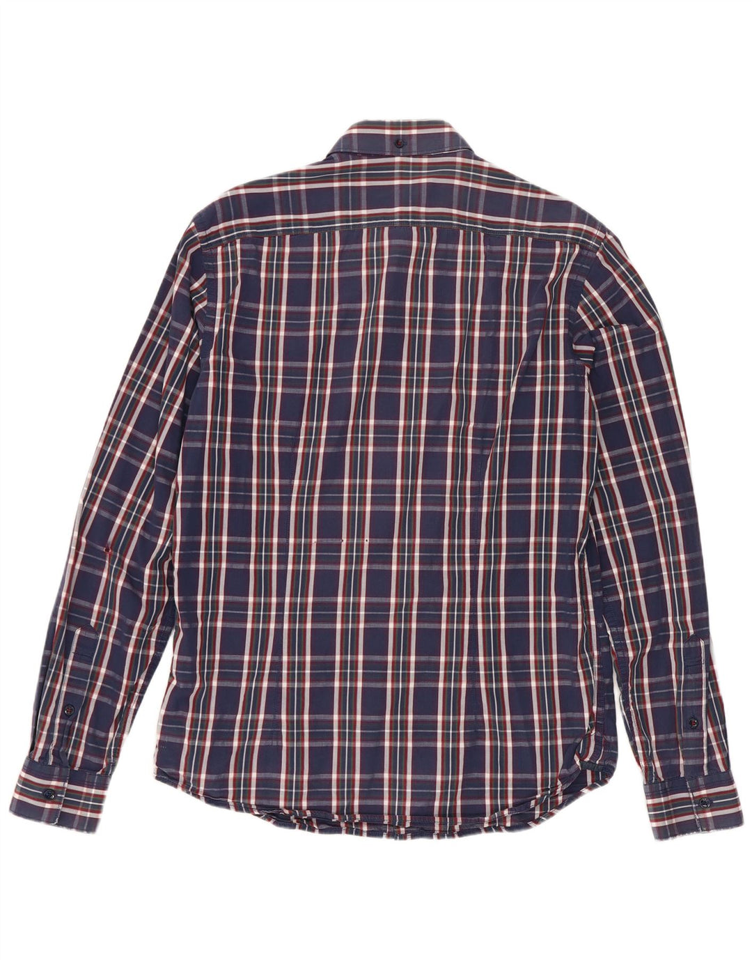 Gas Mens Shirt Large Navy Blue Check Cotton