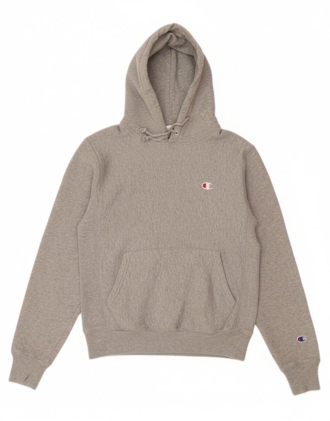 CHAMPION Mens Reverse Weave Hoodie Jumper Small Grey Cotton