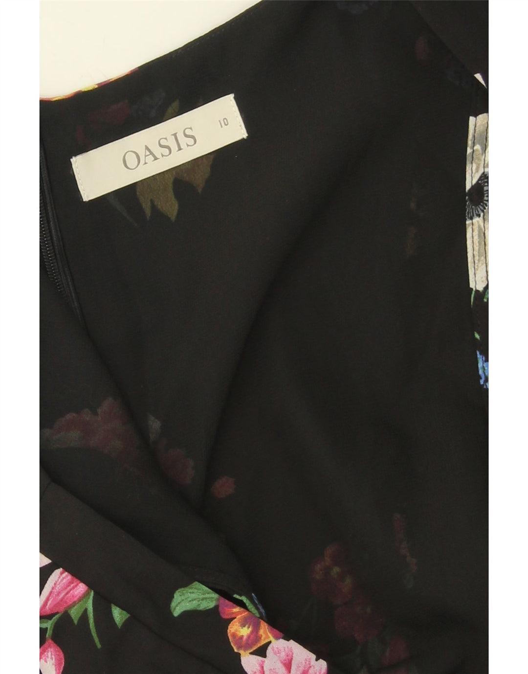 OASIS Womens A-Line Dress UK 10 Small Black Floral Polyester Vintage Oasis and Second-Hand Oasis from Messina Hembry 