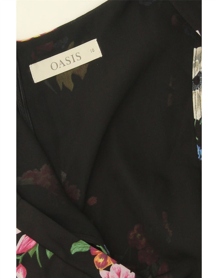 OASIS Womens A-Line Dress UK 10 Small Black Floral Polyester Vintage Oasis and Second-Hand Oasis from Messina Hembry 