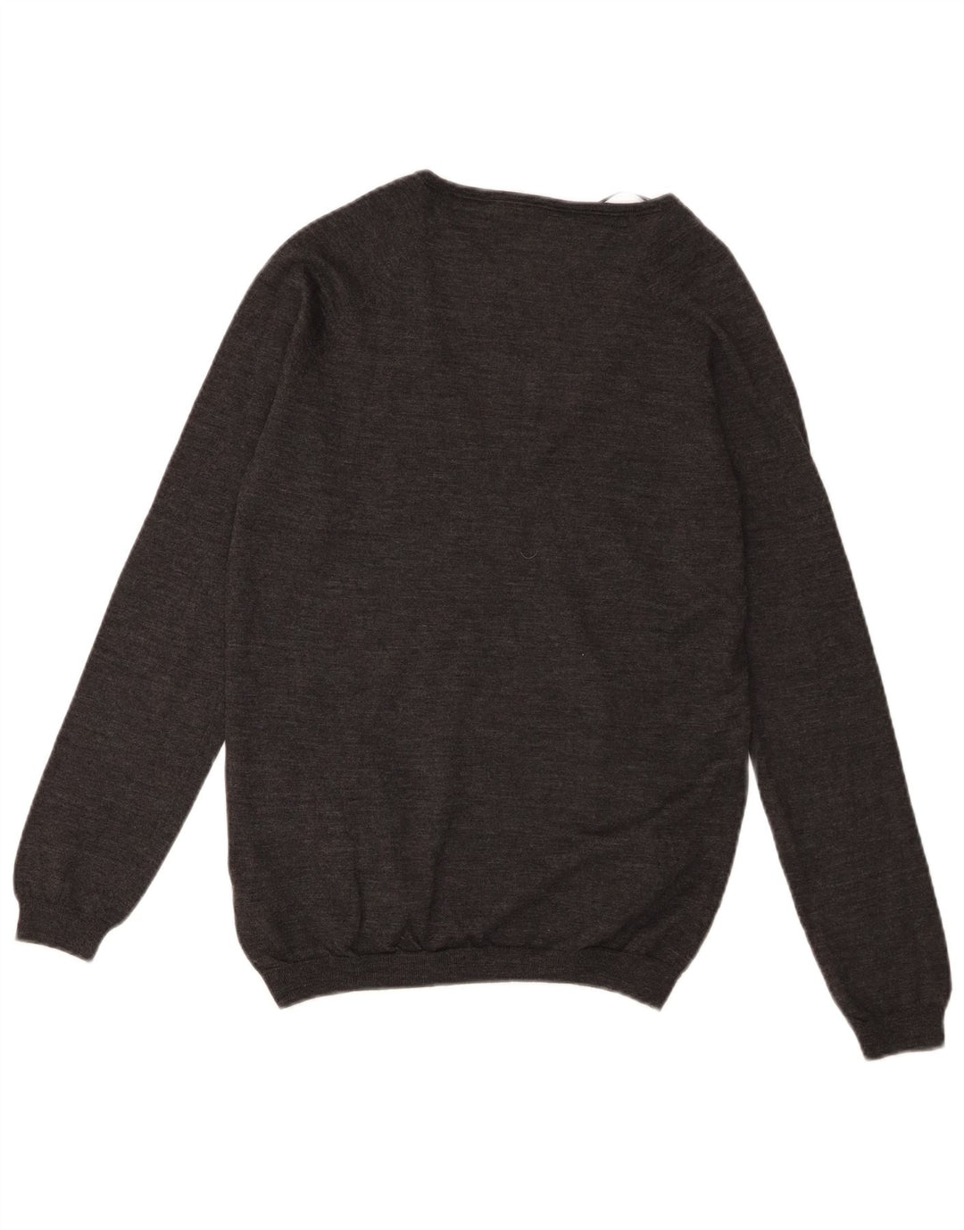 Massimo Dutti Womens V-Neck Jumper Sweater UK 12 Medium Grey Wool
