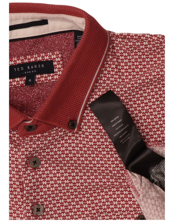 Ted Baker Mens Abstract Pattern Polo Shirt Size 6 2XL Red Cotton