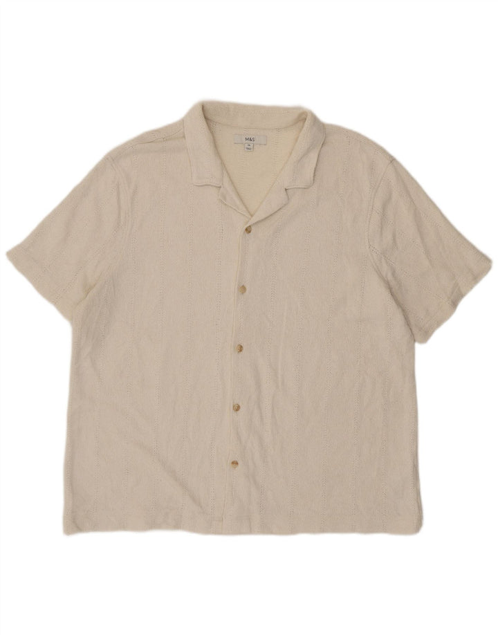 Marks & Spencer Mens Short Sleeve Shirt 2XL Off White Cotton