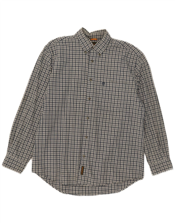 Timberland Mens Shirt Medium Navy Blue Check Cotton