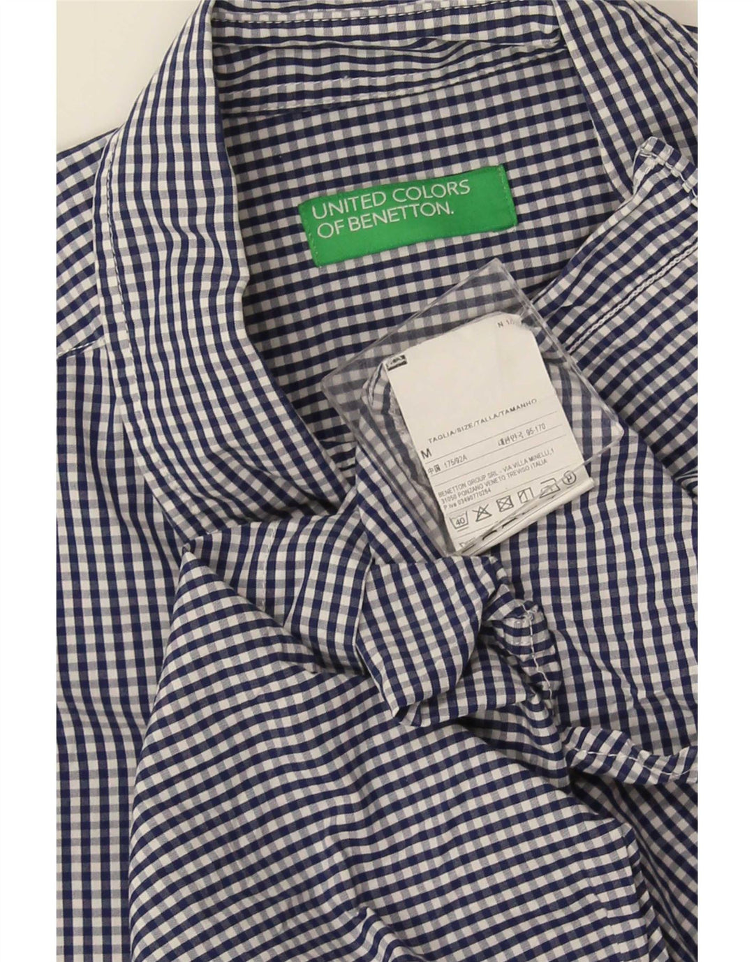 Benetton Chemise Homme Bleu Moyen Vichy Coton
