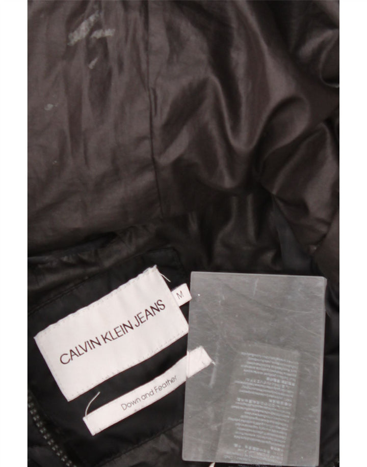 CALVIN KLEIN JEANS Womens Hooded Padded Coat UK 12 Medium Black Polyester