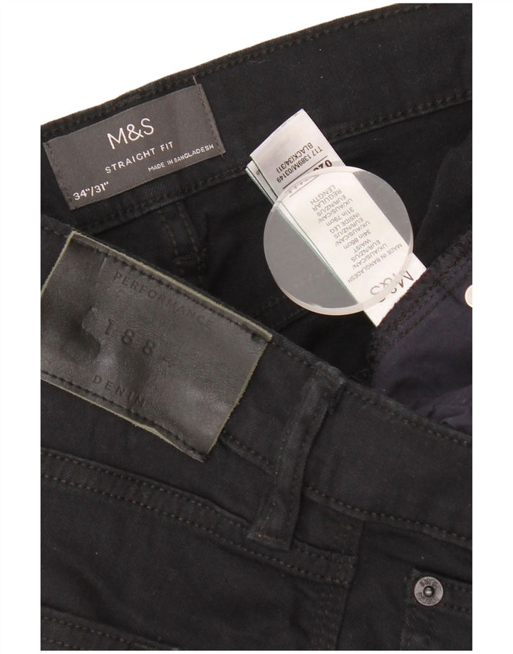 MARKS & SPENCER Jeans dritti da uomo W34 L31 cotone nero