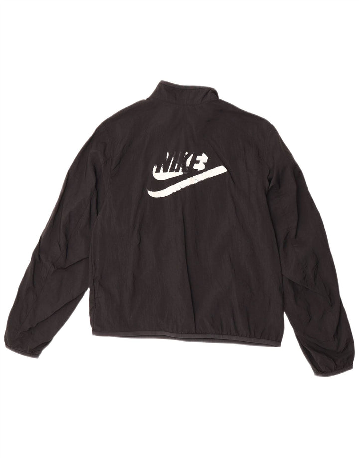 Nike Boys Graphic Pullover Tracksuit Top Jacket 13-14 Years XL Black Nylon