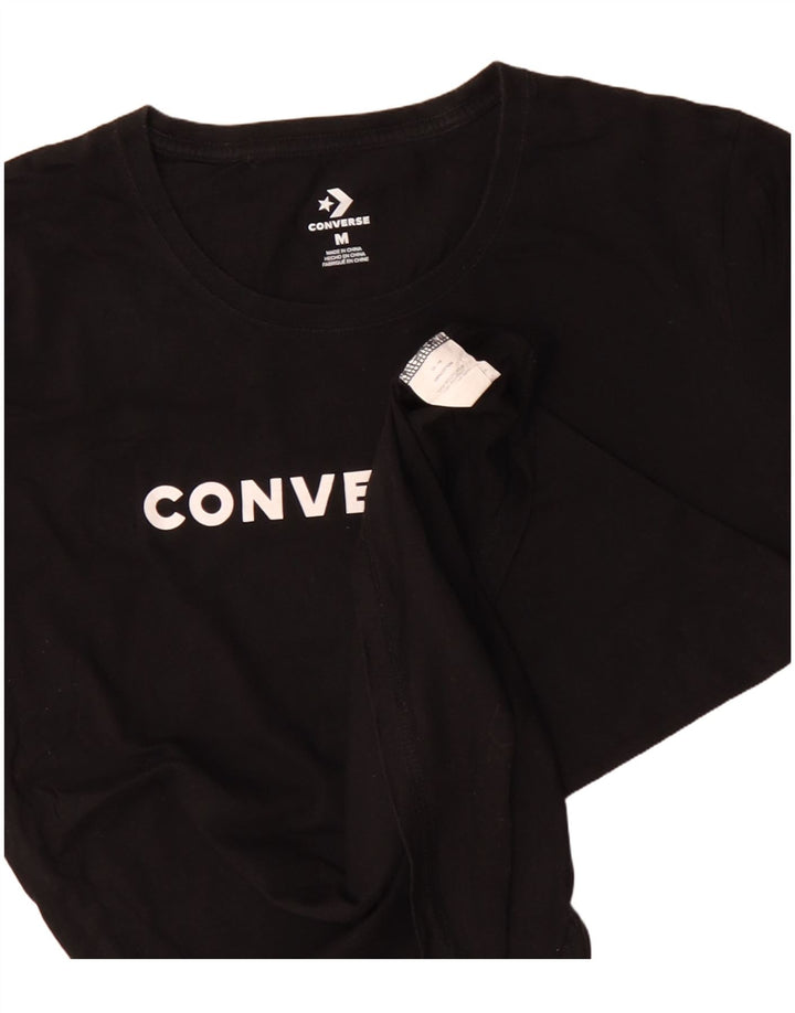 CONVERSE Womens Graphic T-Shirt Top UK 14 Medium Black Cotton