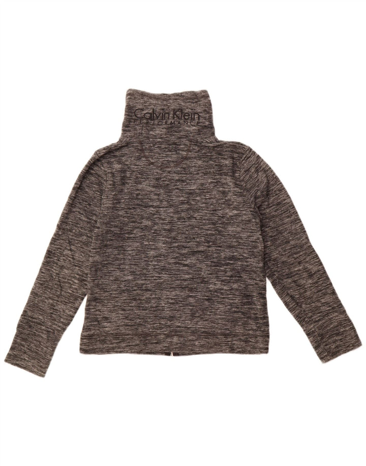 Calvin Klein Womens Performance Fleece Jacket UK 10 Small Grey Flecked