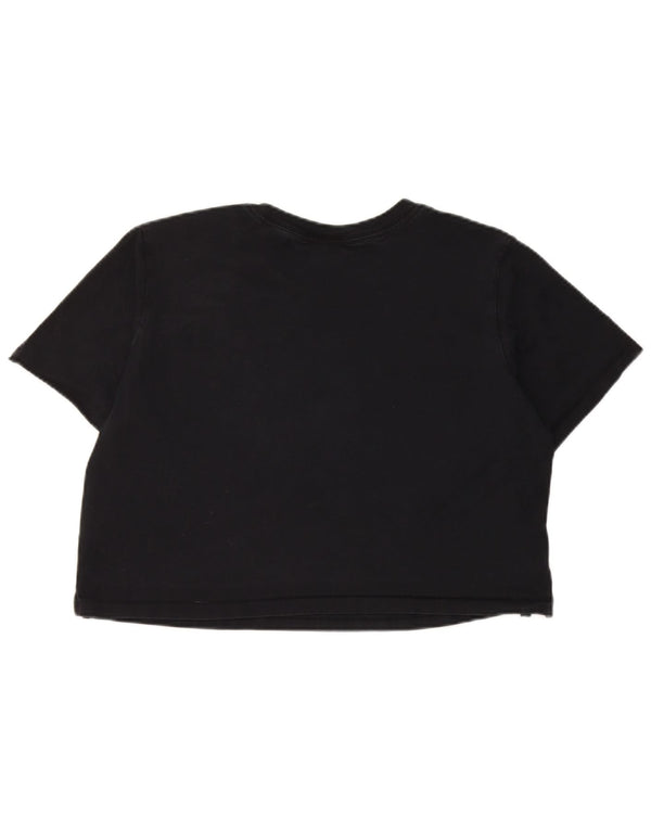 Nike Damen Crop Graphic T-Shirt Top UK 16 Large Schwarz Baumwolle