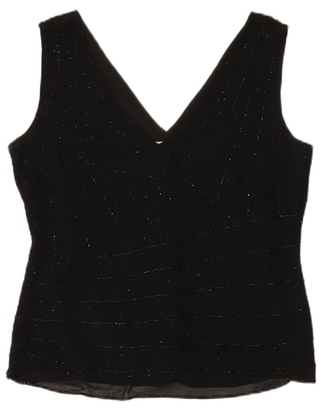 Marks & Spencer Blusa sin mangas para mujer UK 44 Seda negra mediana