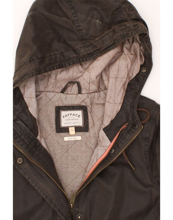 FAT FACE Womens Hooded Parka Jacket UK 10 Small Grey Cotton Vintage Fat Face and Second-Hand Fat Face from Messina Hembry 