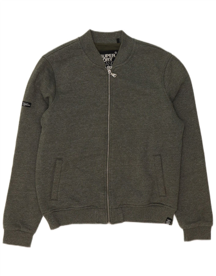 SUPERDRY Womens Tracksuit Top Jacket UK 14 Medium Khaki Cotton