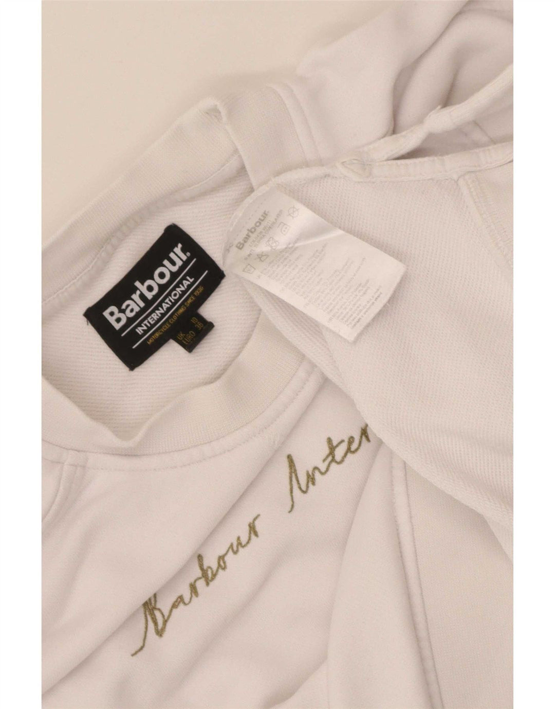 Barbour Womens Graphic Oversized Sweatshirt Jumper UK 10 Small White Cotton